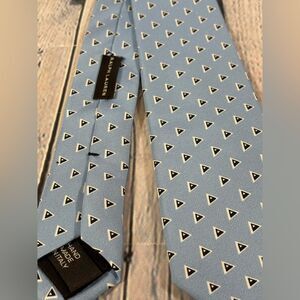 RALPH LAUREN BLACK LABEL Blue Geometric Silk Tie HANDMADE ITALY